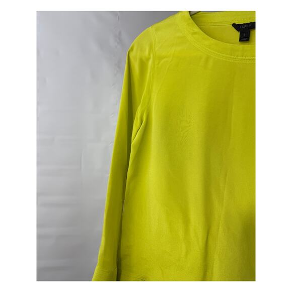 J. Crew 100% Silk Bright Green Round Pullover Blouse Women’s 0 Business - Picture 6 of 7